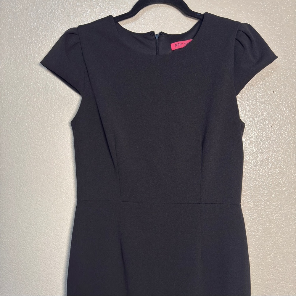Betsey Johnson Classic Black Midi Puff Sleeve Dress Sz 6 - Picture 2 of 11